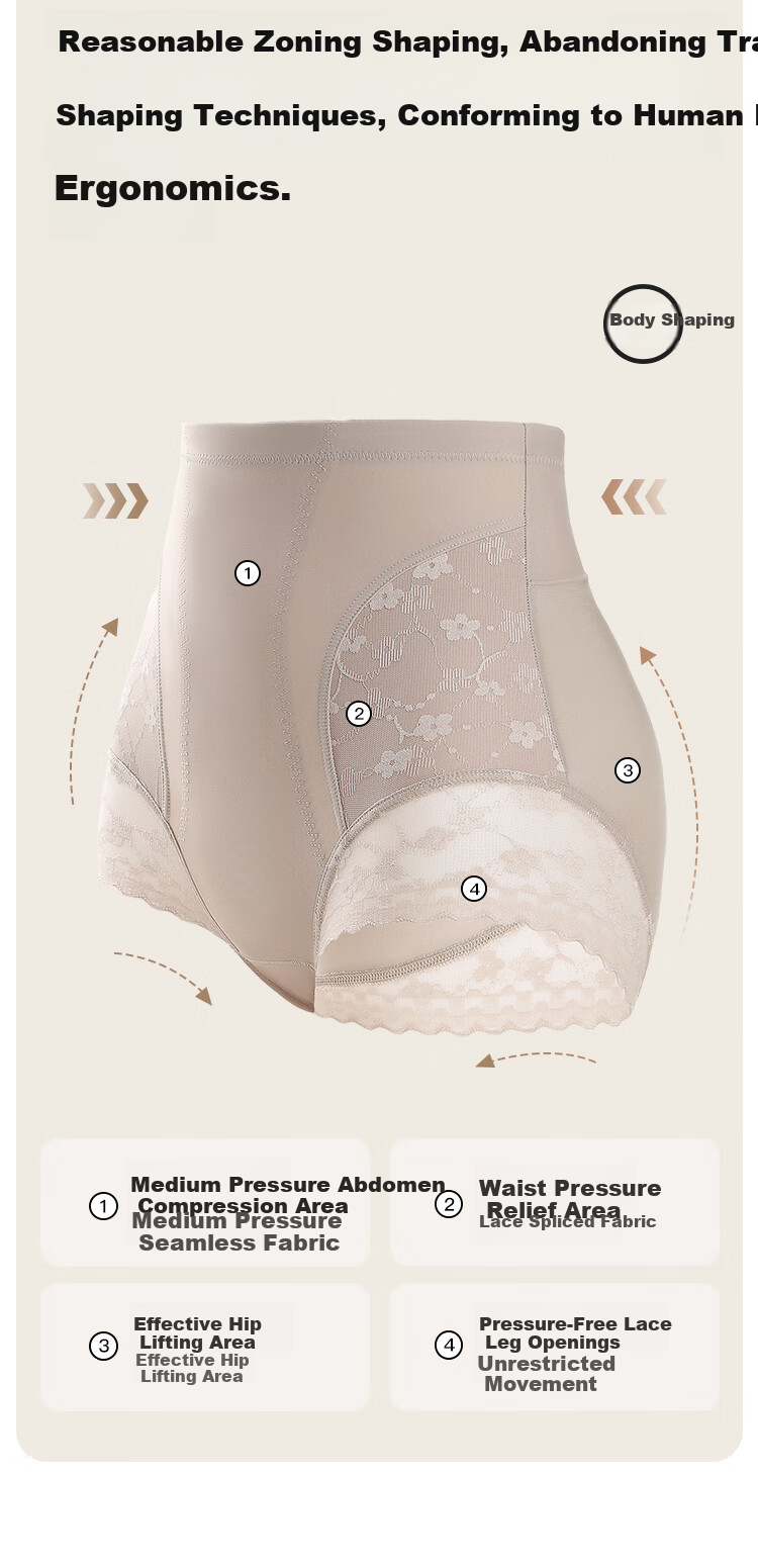 Moonbadi Women's High-Waist Shaping Underwear Tummy Control Seamless Slimming Hip-Lifting Briefs 2