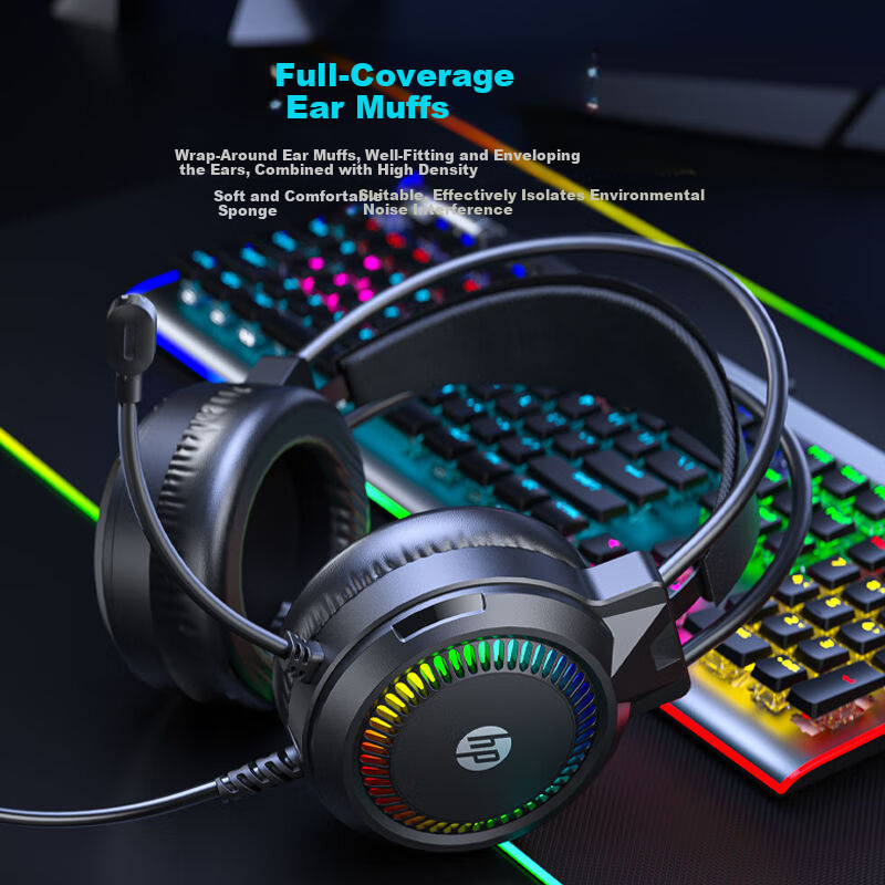 HP Over-Ear Gaming Headset Black Myth Wukong Surround Sound Wired Headphones with Mic for PC Internet Cafe Esports CSGO Delta