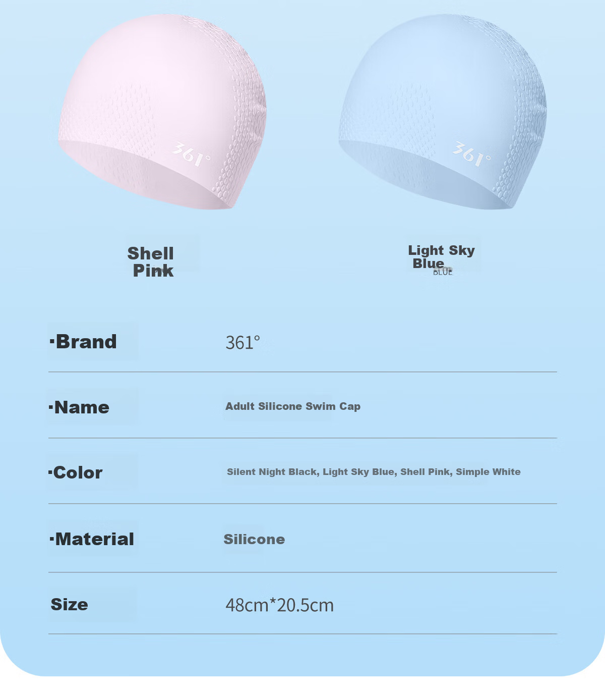 361° Silicone Swimming Cap for Adults Unisex Long Hair Waterproof Comfortable Professional Non-Slip Swimming Cap 17