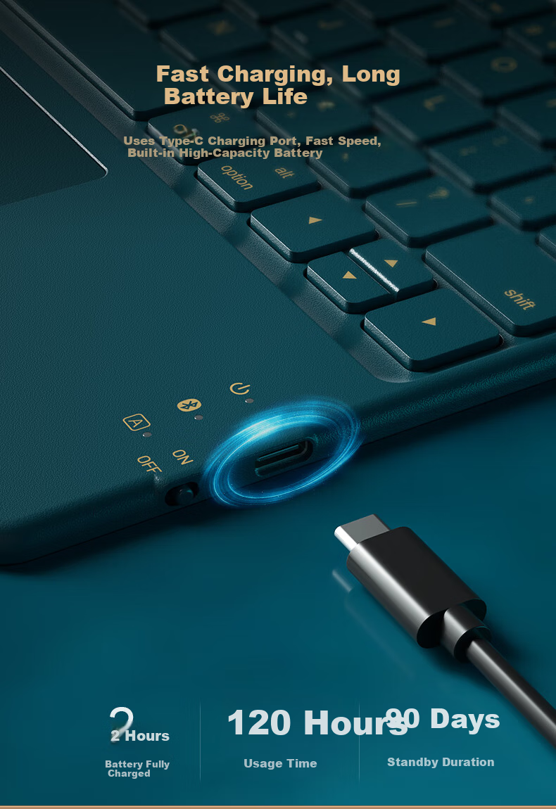 B.O.W Hangshi HB321 Ultra-thin Bluetooth Wireless Touch Keyboard for iPad Xiaomi Huawei Apple Tablet Mobile Laptop Silent Rechargeable Keyboard Dark Green 6