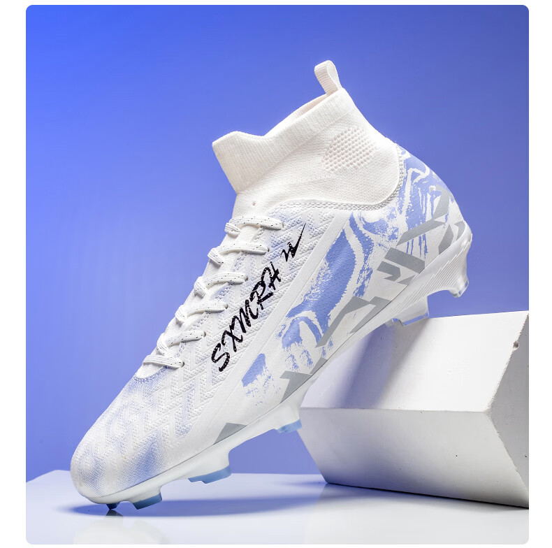 Shuangxing Men's FG Soccer Shoes Long Studs Adult Youth Kids Professional Training Cleats White Size 37 36