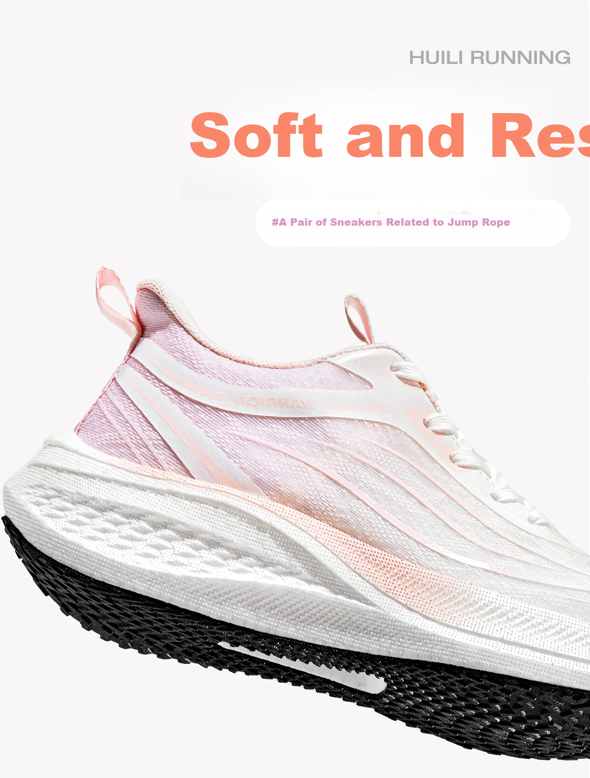 Warrior Women's Sports Shoes New Spring Mesh Breathable Thick Sole Cushioning Height Increasing Running Shoes White Pink Size 37 6