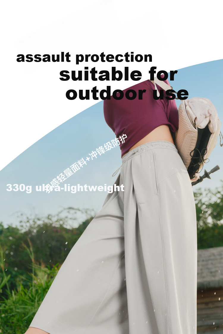 Beneunder Water-Repellent Wide-Leg Casual Pants for Women, Draped Loose Fit Sun-Protective Breathable Sports Trousers WR881 14