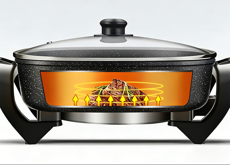 Yiduo 5L Maifan Stone Multifunctional Electric Cooker Multi-Functional Electric Frying Pan Korean Electric Hot Pot Non-Stick Dormitory Cooking Grill Fish All-in-One Small Electric Pot XBJT-HG211 11