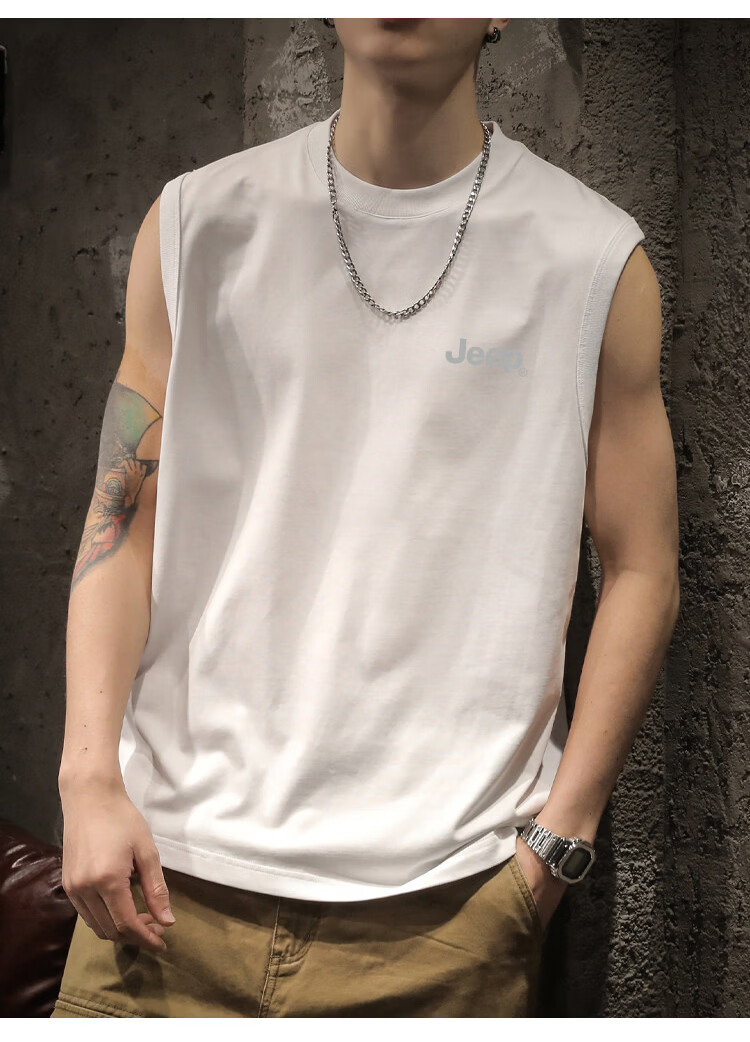JEEP Men's Summer Ice Silk Quick-Dry Breathable Sleeveless Vest Outdoor Sports Top Black 3XL 6