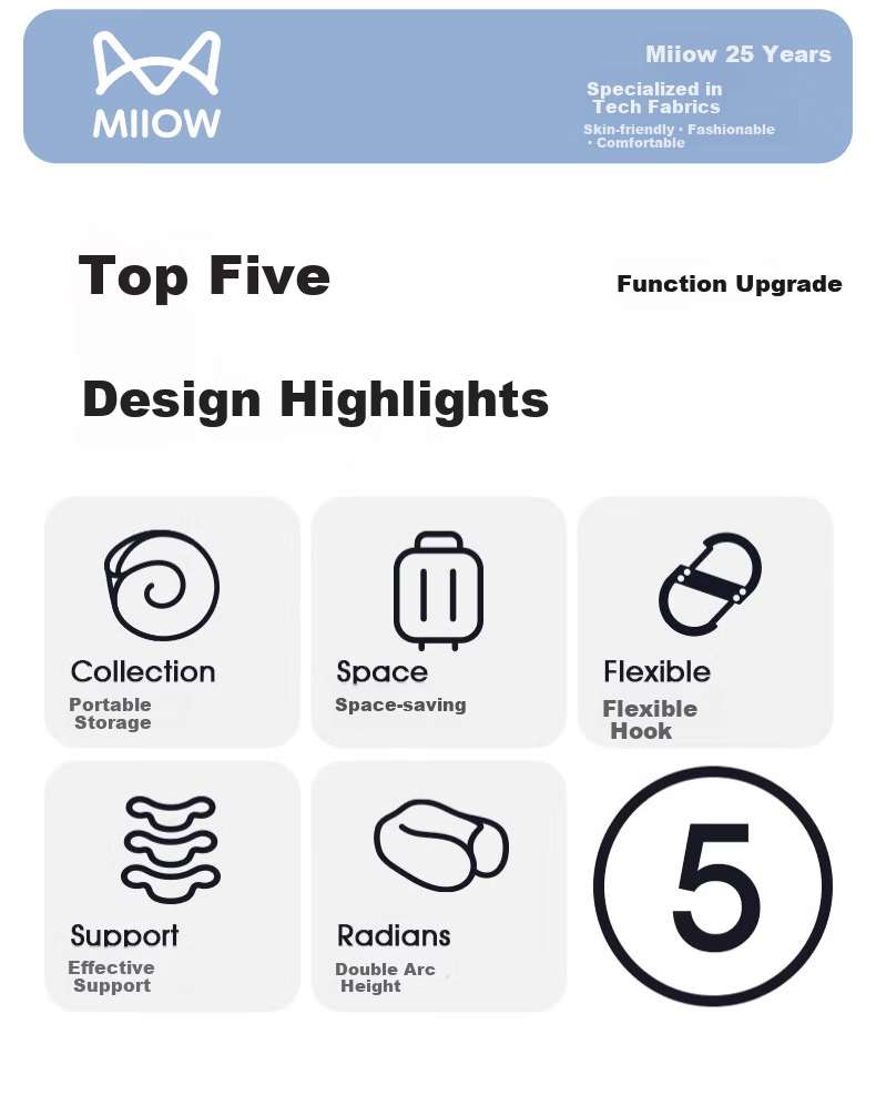 MiiOW Memory Foam U-Shaped Travel Neck Pillow Portable U-Shaped Cervical Support Pillow for Airplane Sleeping 2