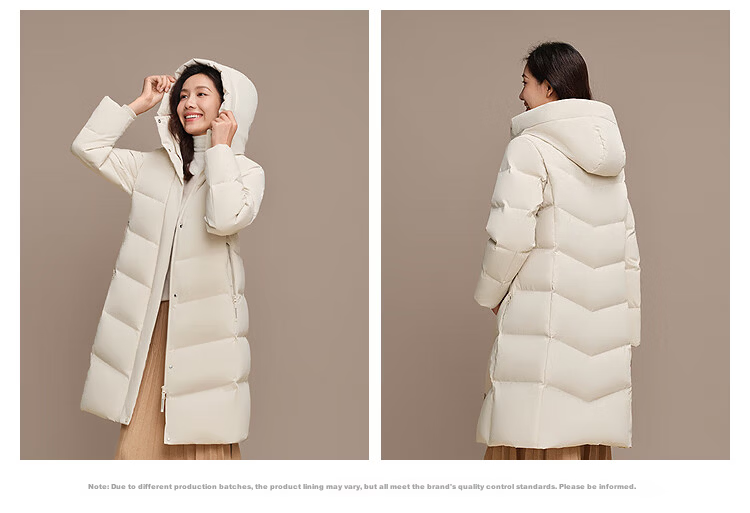 BOSIDENG Women's Off-Season 90% Down Thickened Hooded Loose Mid-Length Casual Warm Coat 16