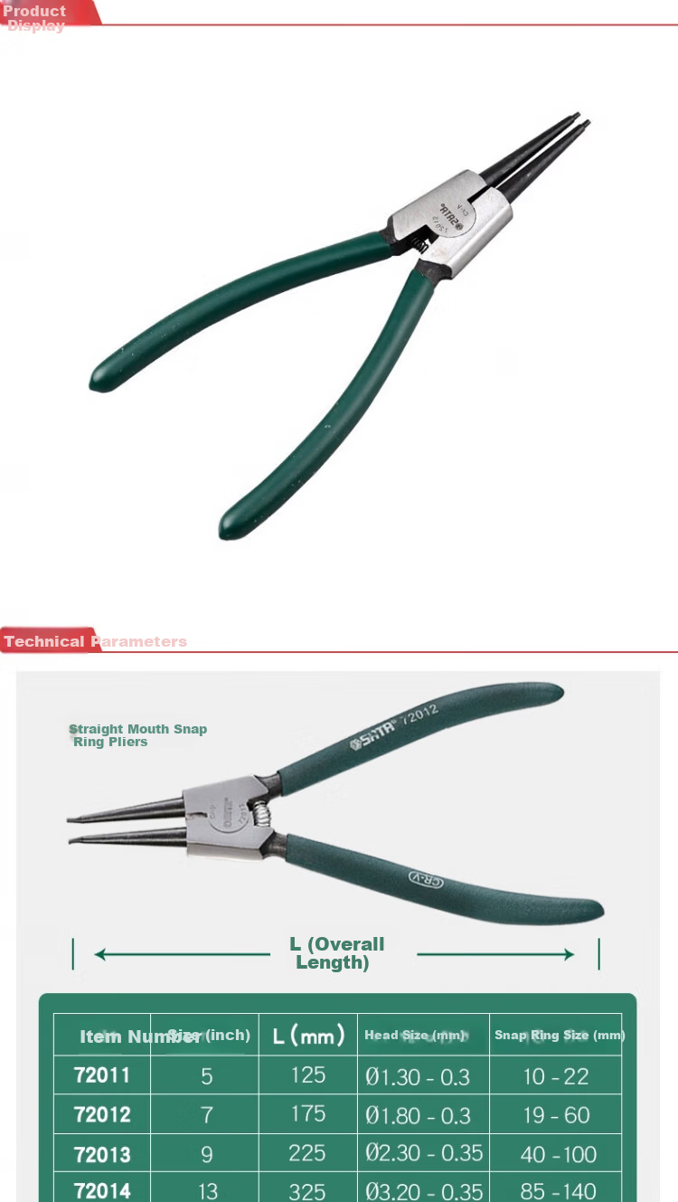 Shida German-Style Straight-Body Circlip Pliers (External Circlip), 5 Inches, 72011 1