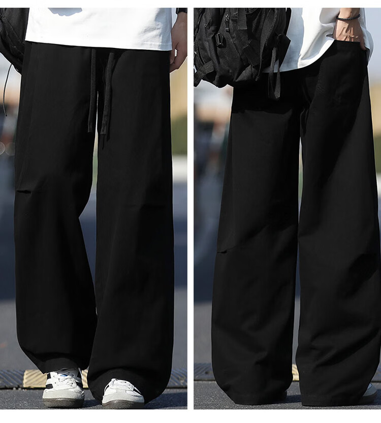 TUCANO Men's Summer Loose Wide-Leg Casual Pants, Premium Trendy Outdoor Work Trousers, Coffee Color, Size M 10