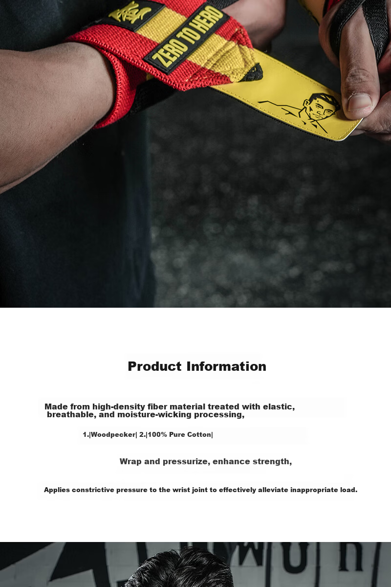 ZERO TO HERO Wrist Support Jinshicheng Collaboration Wrist Wraps Fitness Bench Press Training Deadlift Compression Anti-Sprain Assistance 6