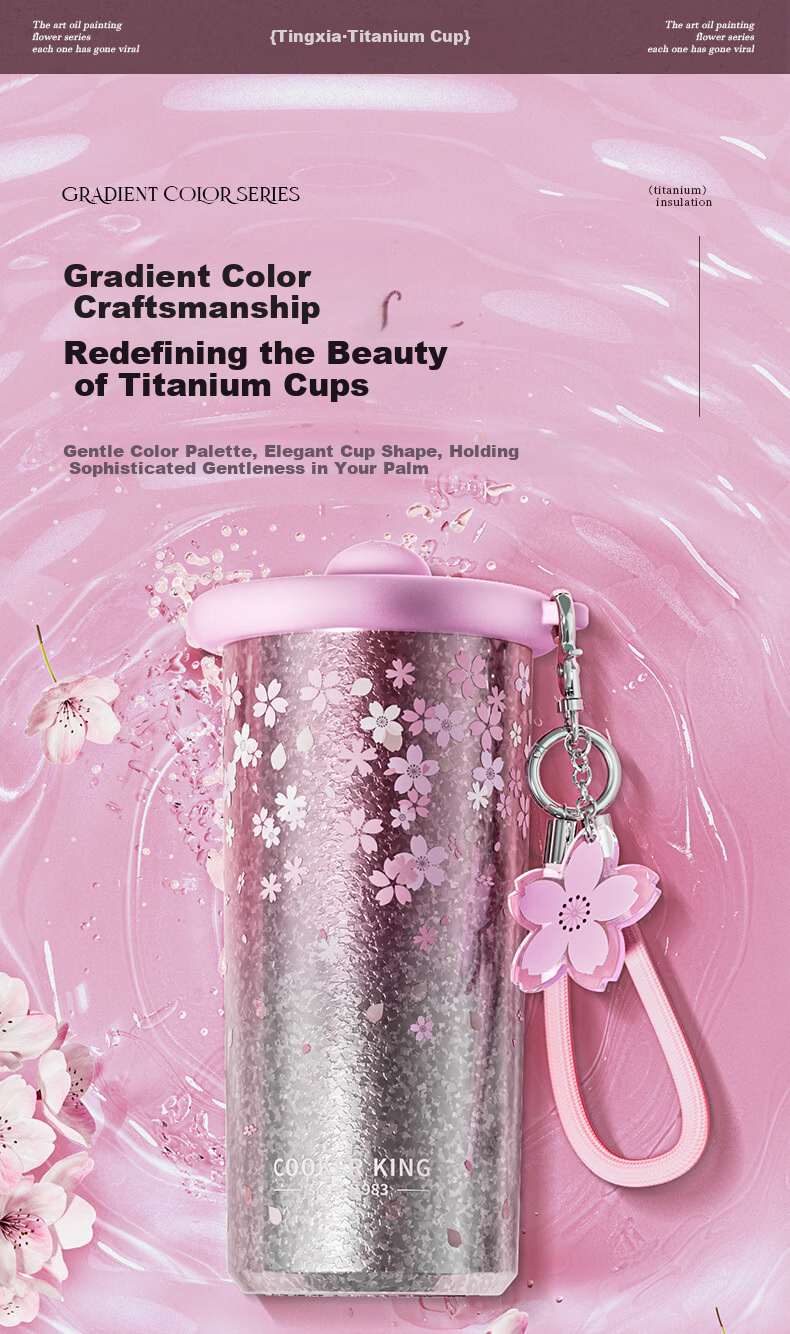 Chuida Huang Titanium Cup Gift Box Pure Titanium Insulated Cup High-Value Water Coffee Cup 520ml Alice in Wonderland 9