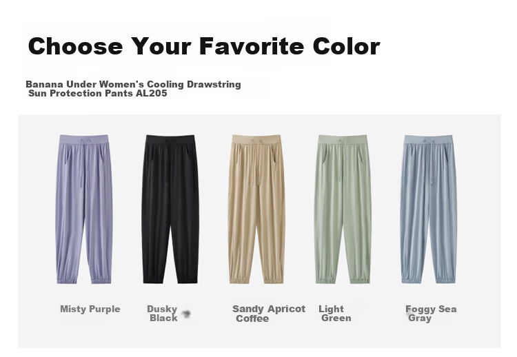 Banana Under Wide-Leg Pants Casual Women's Draped Loose Sun-Protective Sports Trousers Breathable Spring Summer AL206 Twilight Black M 15