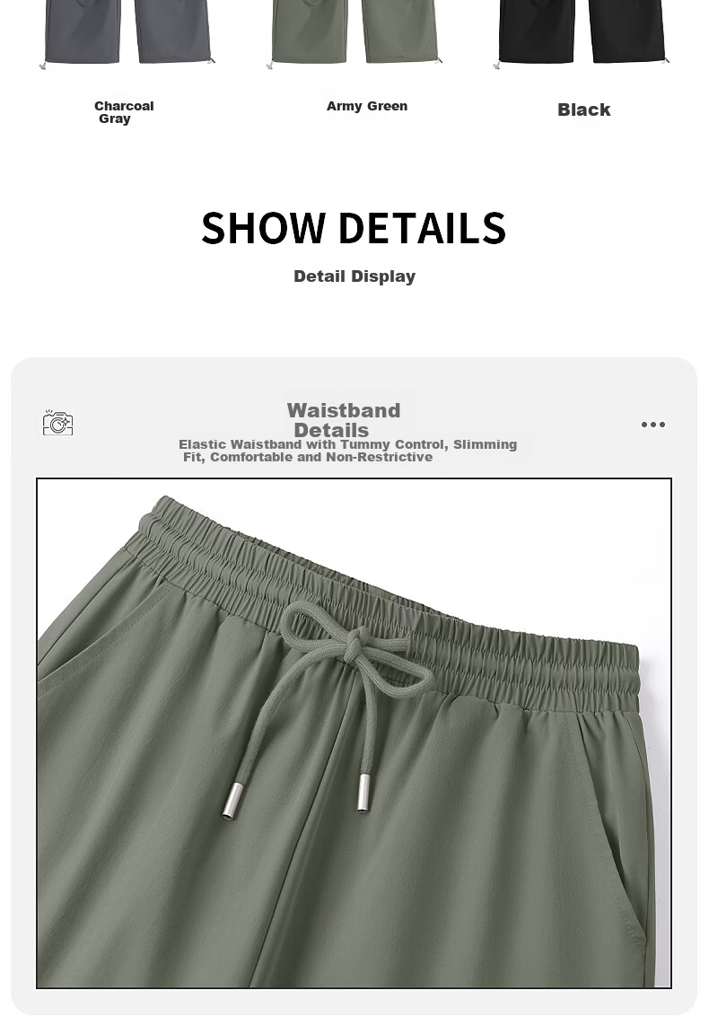 TonLion Women's Summer Cooling Workwear Pants New Wide-Leg Slim Outdoor Sports Drawstring Hem Straight-Leg Trousers 22