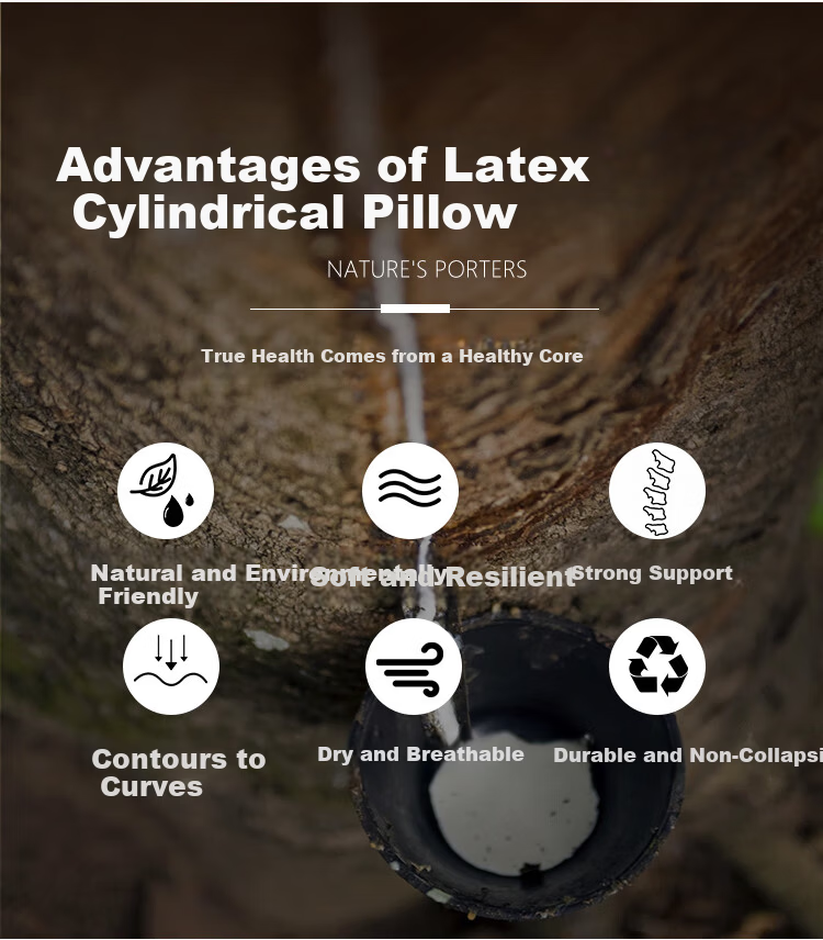 Hengxiangmeng Cylindrical Neck Pillow, Latex Pillow for Sleeping, Flat Lying, Lumbar Support, Waist Cushion, Long Rectangular And Small Round Pillow 2