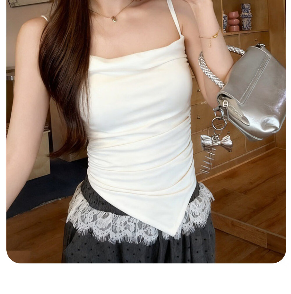 Modal Ruched Scoop Neck Padded Cami Top for Women Slim Waist Sexy Layered Outerwear 25