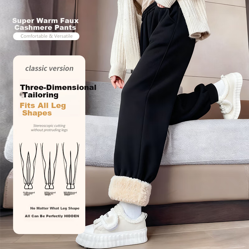 Baleno Ultra Thick Warm Sherpa Fleece Pants for Women, Fleece-Lined, Thickened Winter 2025 New Autumn and Winter Casual Versatile Cotton Pants