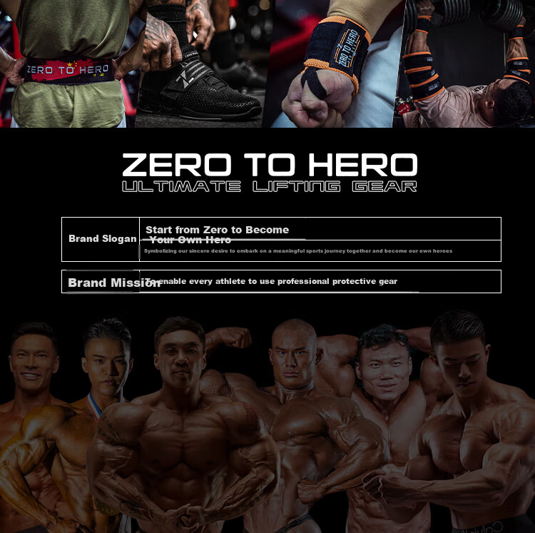 ZERO TO HERO Wrist Support Jinshicheng Collaboration Wrist Wraps Fitness Bench Press Training Deadlift Compression Anti-Sprain Assistance 1