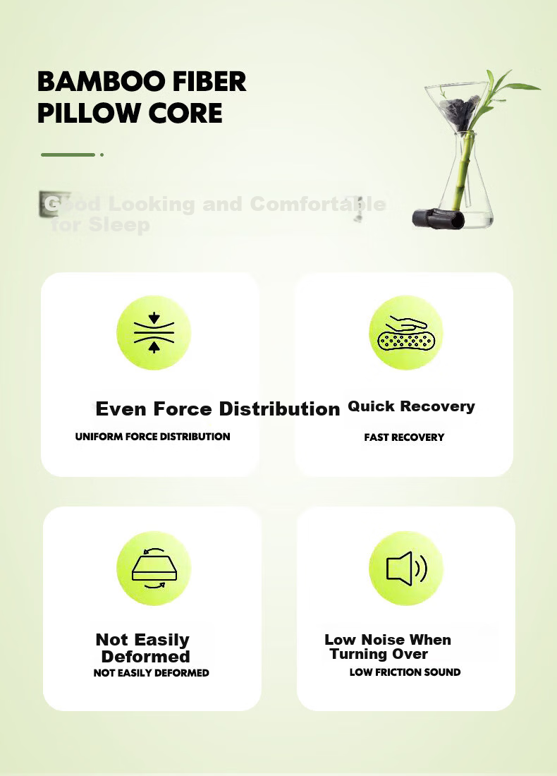 J.Sir Class A Baby-Grade Pillow High Pillow Core Deep Sleep Non-Collapsing Non-Deforming Bamboo Fiber Neck Support for Hotel and Home Use 3