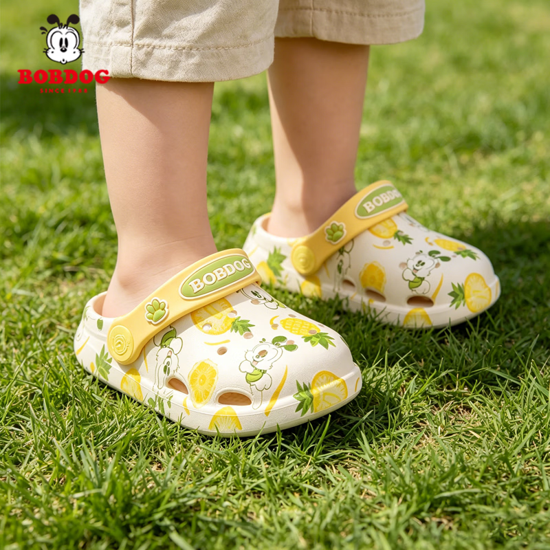 BOBDOG Children's Slippers, Boys And Girls Baby Clogs, Soft-Soled Non-Slip Bath Sandals for Infants And Toddlers, Beige, Size 150 5