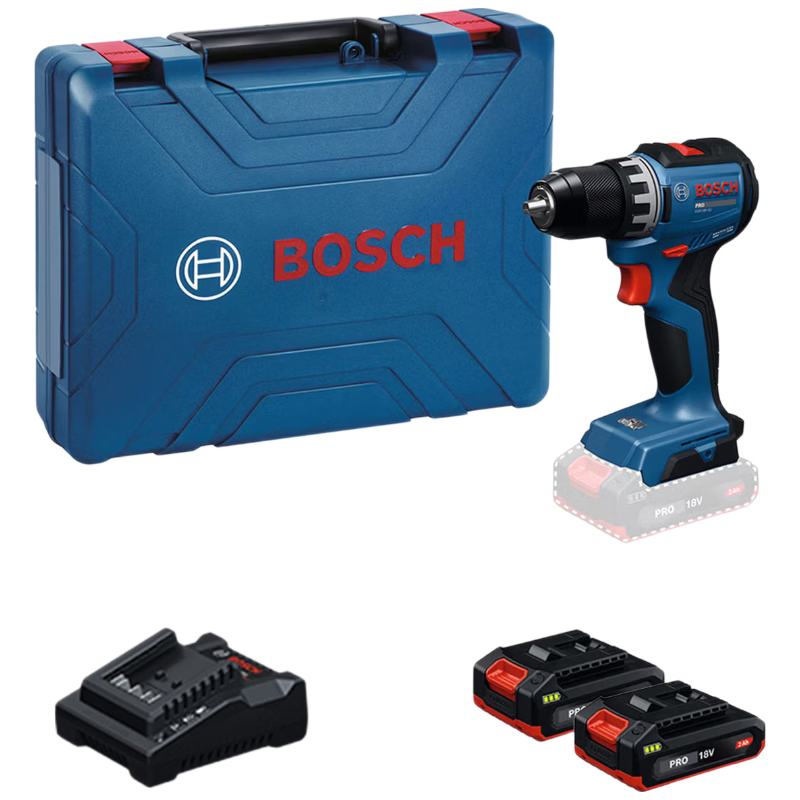 BOSCH Cordless Lithium Battery Screwdriver Drill GSR 18V-52 with Dual 2.0Ah Batteries
