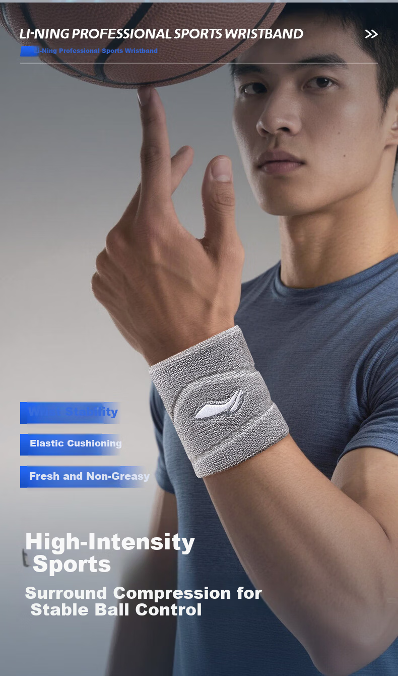 LI-NING Sports Wristband Sweat-Absorbing Wrist Wrap for Badminton Basketball Volleyball Tennis Tendonitis Wrist Injury Support 5