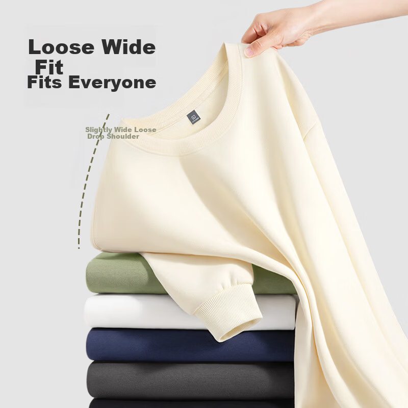 Jeanswest Men's Sweatshirt 2026 New Round Neck Loose Casual Spring Autumn Fashion Versatile Jacket