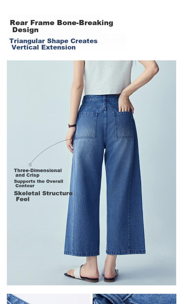Giordano Women's Cat Whisker Washed Mid-Rise Cropped Wide-Leg Jeans 2026 Summer New 13426338 8