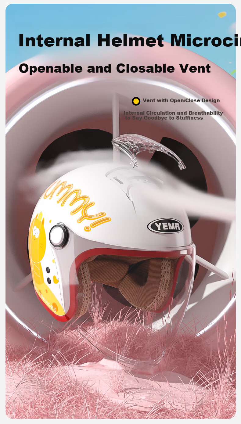 YEMA 3C Certified Children's Helmet Boys Girls All-Season Electric Motorcycle Safety Helmet Ages 3-12 Autumn Winter 3/4 Helmet 268S Elegant Blue 9