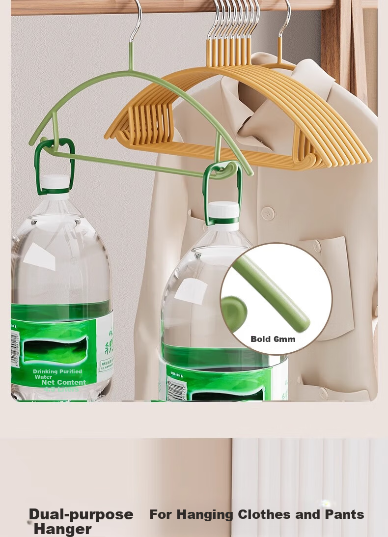 FAJIENUO Household Clothes Hangers Thickened Extra Large Dormitory Storage Non-Slip Protective Green 10-Pack 4