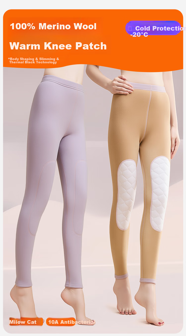 MiiOW 100% Wool Knee Warmers Women's Thermal Pants Fleece Lined Thickened Lamb Wool Cotton Pants Plus Size Leggings for Women 1