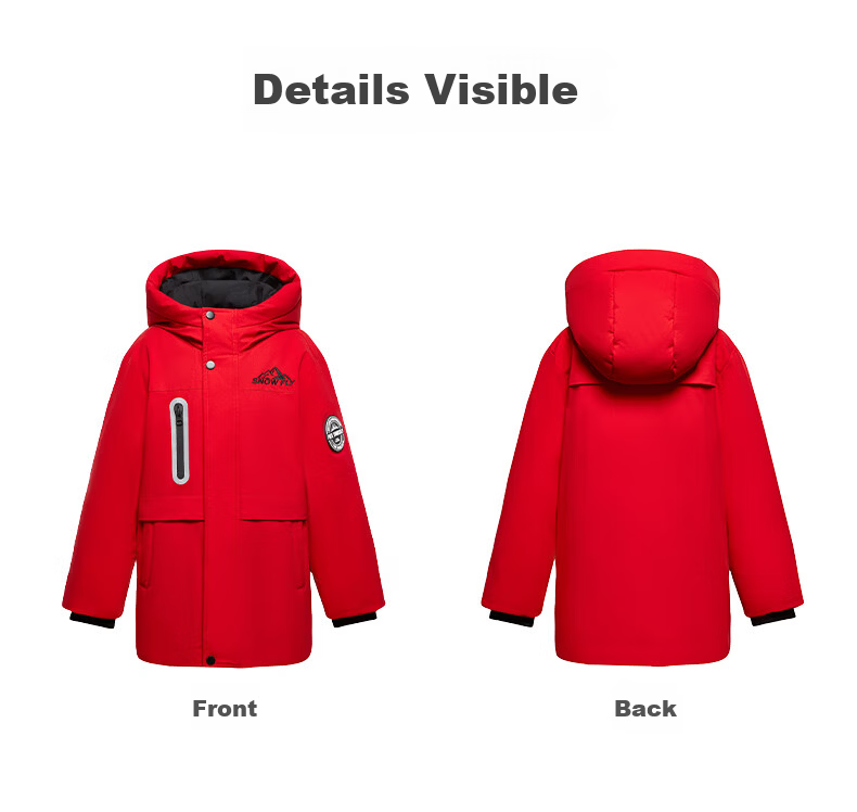 SNOWFLYING Kids Down Jacket Winter Thickened Warm Mid-Length Black 170 for Boys and Girls 23