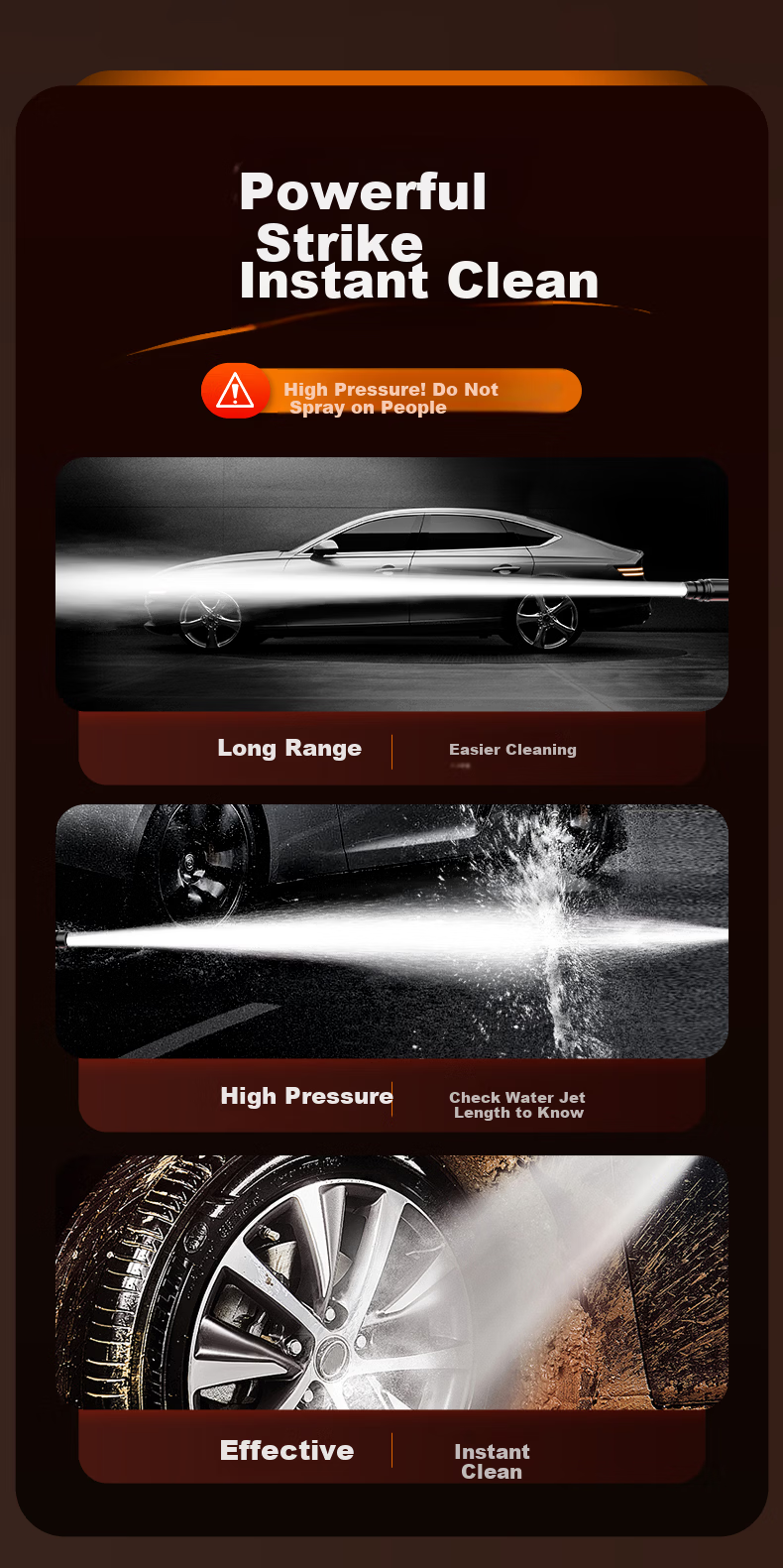 Huiduoduo High-Pressure Car Wash Gun Industrial Commercial Pure Copper Powerful Floor Cleaning Water Pressure 800 Bar 8