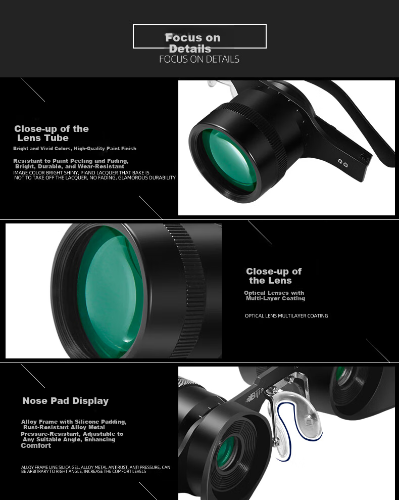 BIJIA Concert Binoculars 10x34 Ultra-Light 66g Low-Light Night Vision 10x Fishing Glasses 6