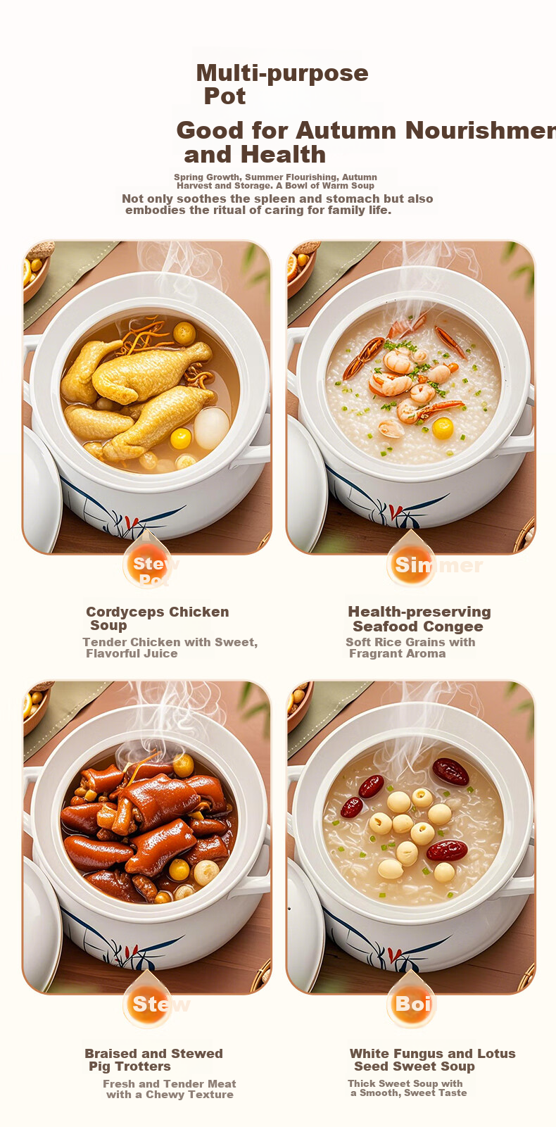 Quanpinwu Ceramic Casserole Large Capacity Gas Stove Compatible Household Porridge Soup Pot Traditional Chinese Stew Pot 5