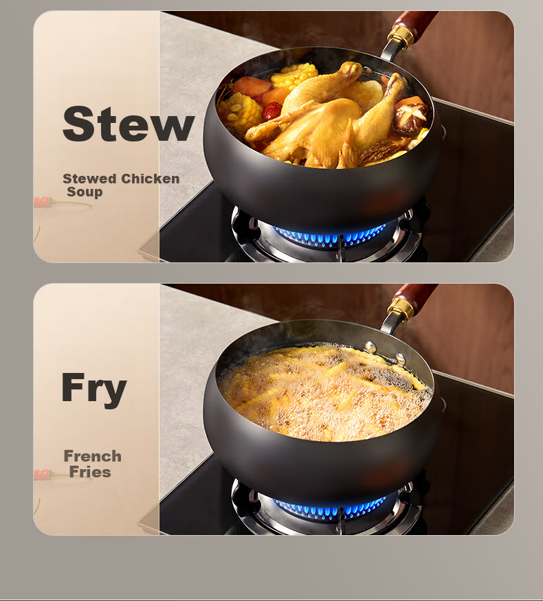 Midea Large Capacity Non-Stick Iron Wok Stir-Fry Pan Pumpkin Pot Compatible with Induction and Gas Stoves Rust-Resistant 9