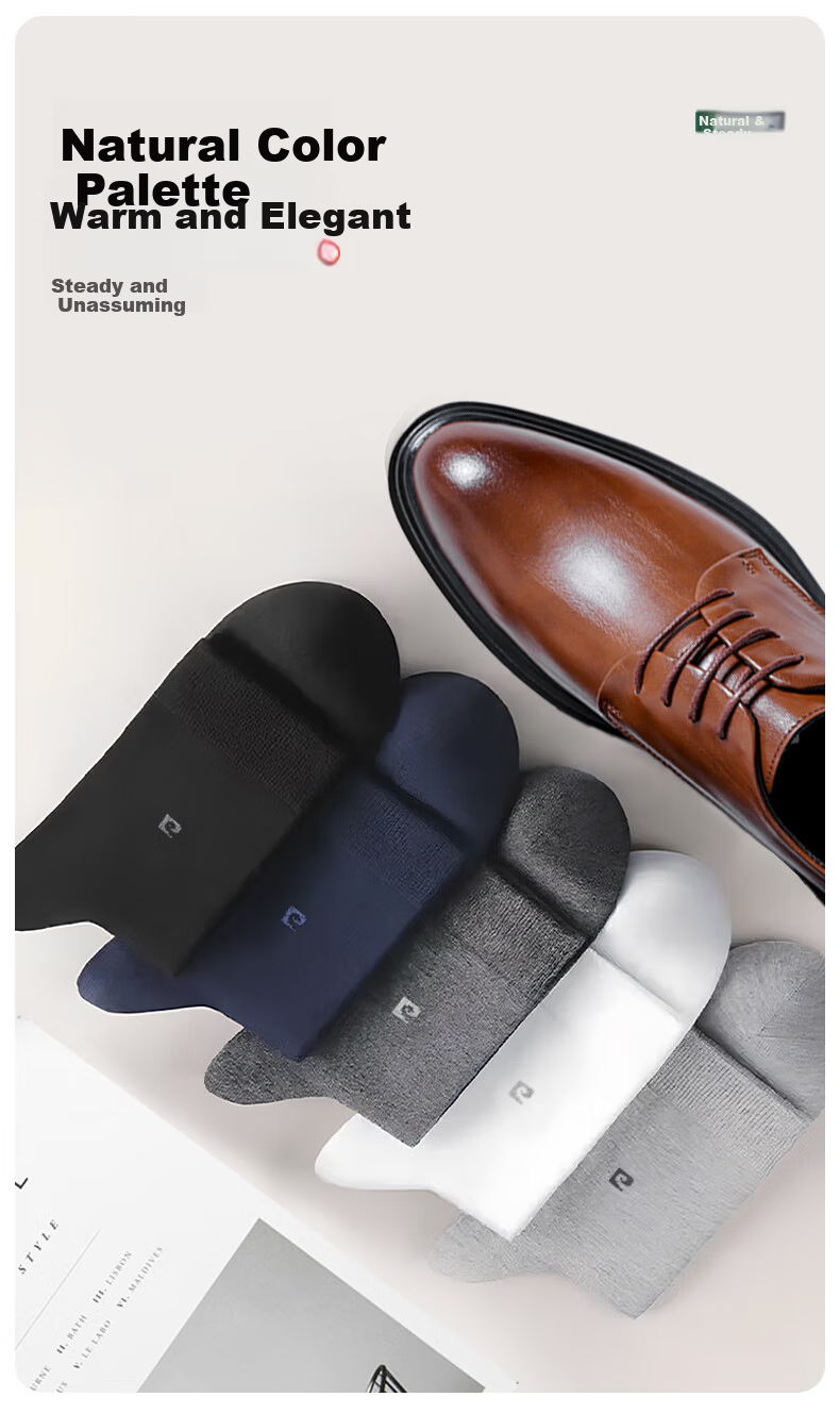 Pierre Cardin Men's 100% Cotton Socks Four Seasons Antibacterial Odor-Resistant Mid-Calf Seamless Autumn Winter Business Cotton Socks Gift Box 9