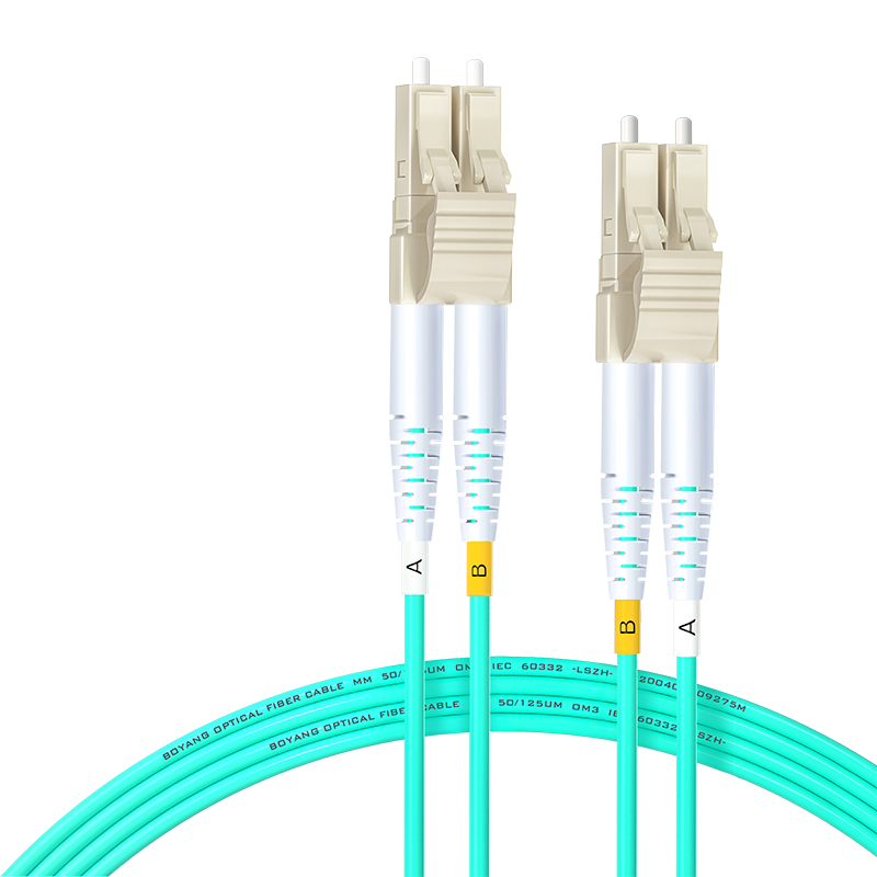 BOYANG 10 Gigabit Multi-Mode Fiber Optic Patch Cable LC-LC, 1.5 Meters, OM3-300 Dual-Core Patch Cord, Φ2.0 Flame-Retardant Low-Smoke Zero Halogen LSZH Bend-Resistant Fiber Optic Pigtail BY-W01552M
