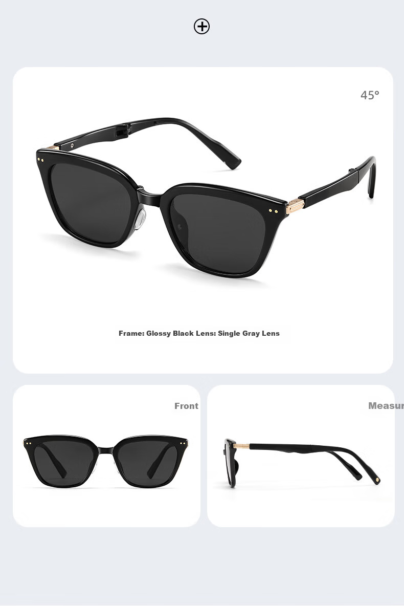 GOGOSOON New Small Frame Cat Eye Sunglasses Women Vintage High-End UV Protection Fashion Polarized Foldable Sunglasses Men 5