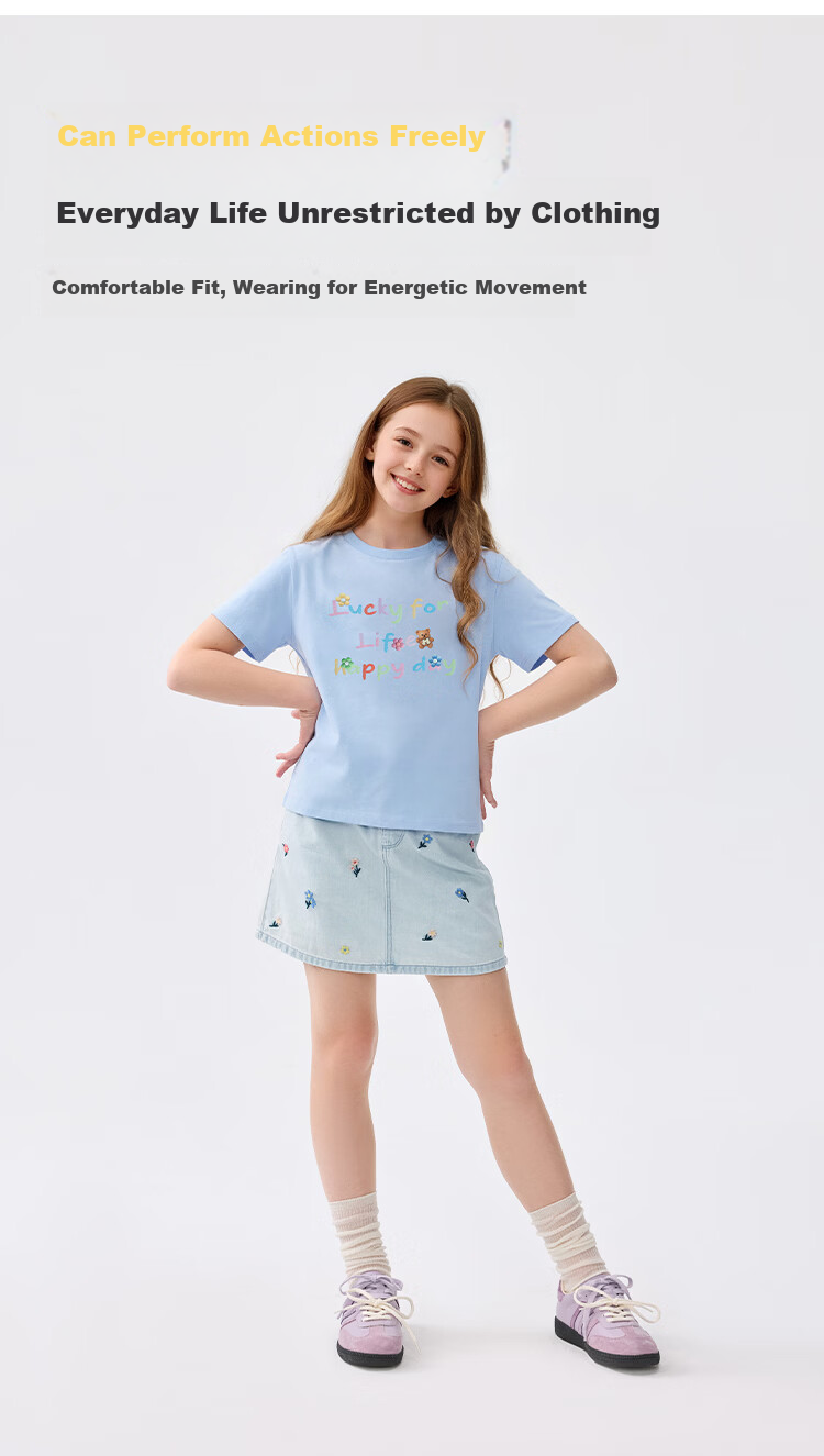 Balabala Girls' Short Sleeve T-Shirt Kids 2026 Summer Quick-Dry Moisture-Wicking Stylish Top 7