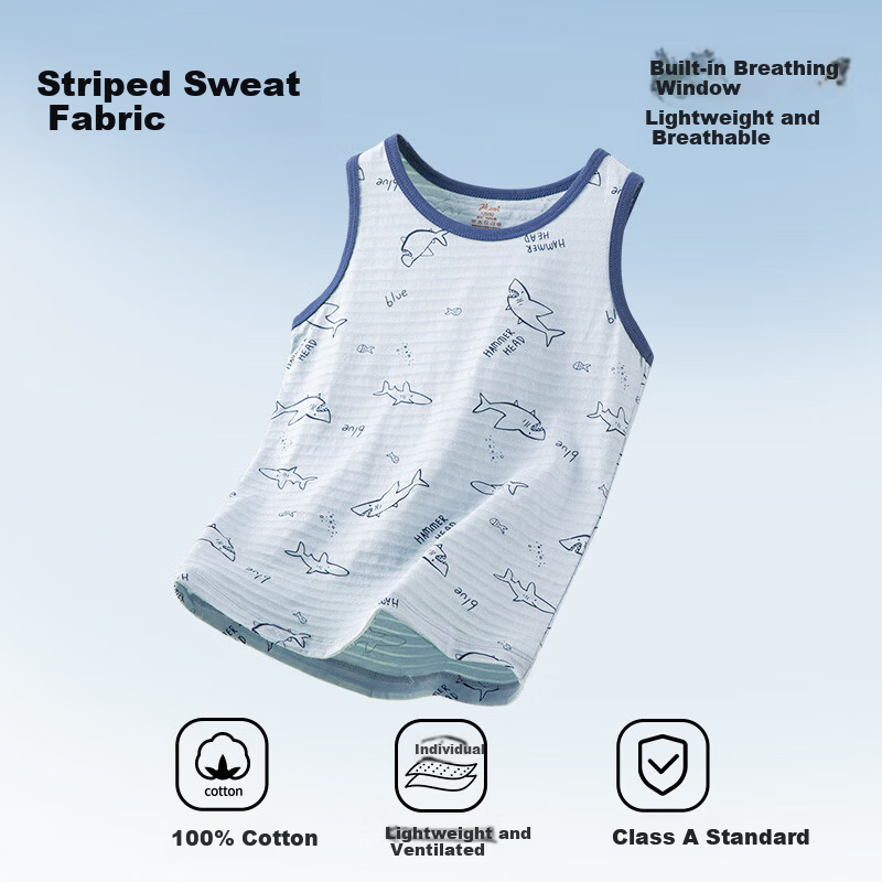 Dingguagua Kids Vest 3-Pack Cotton Striped Summer Breathable Thin Sleeveless Boys Base Shirt Set 1 Size 140