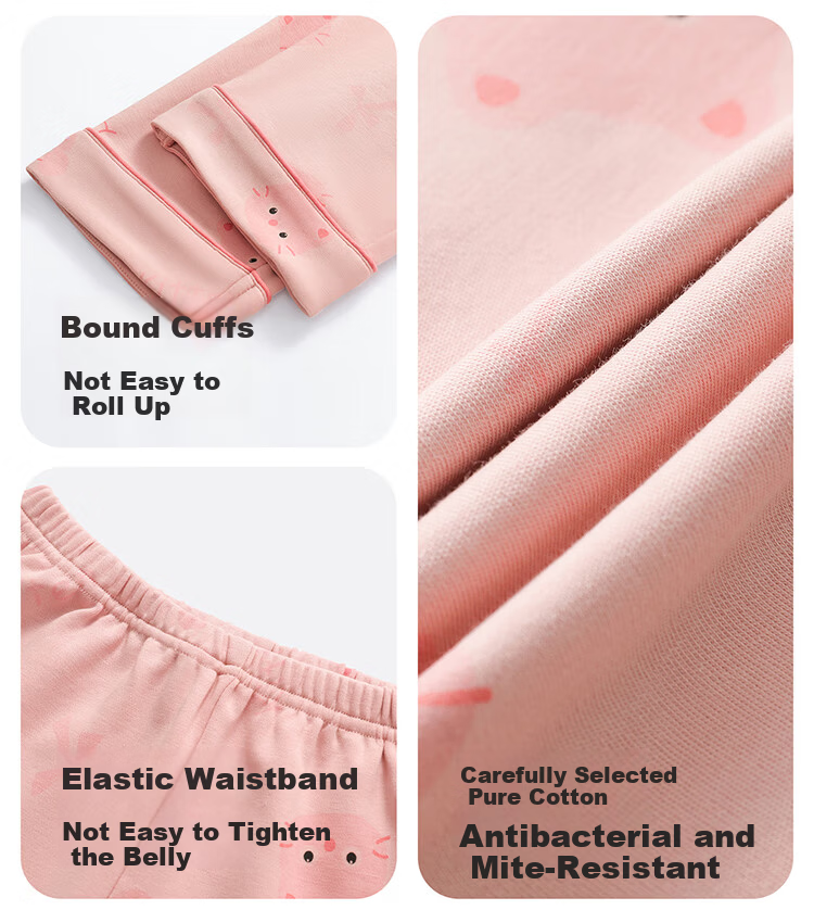 Hodo Kids Pajamas Class A Girls Antibacterial Anti-Mite Spring Summer 100% Cotton Mid-Large Children Cardigan Printed Homewear Set 12