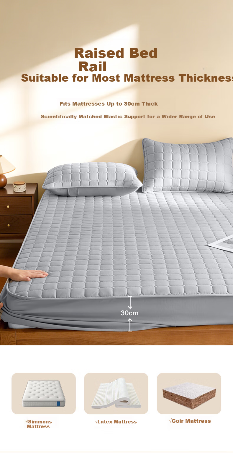 CROWN 1.8x2m Winter Thickened Quilted A-Class Full Coverage Fitted Sheet Anti-Slip Mattress Protector Cover 6