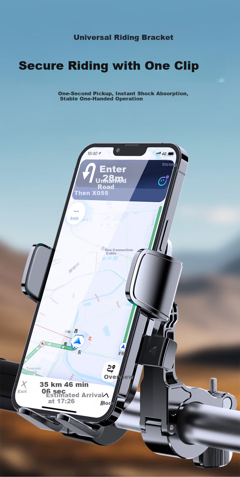 KOVOL Cycling Phone Mount for Bicycles, Electric Bikes, Mountain Bikes, E-Bikes, Motorcycles, Food Delivery, Shockproof Phone Holder 3