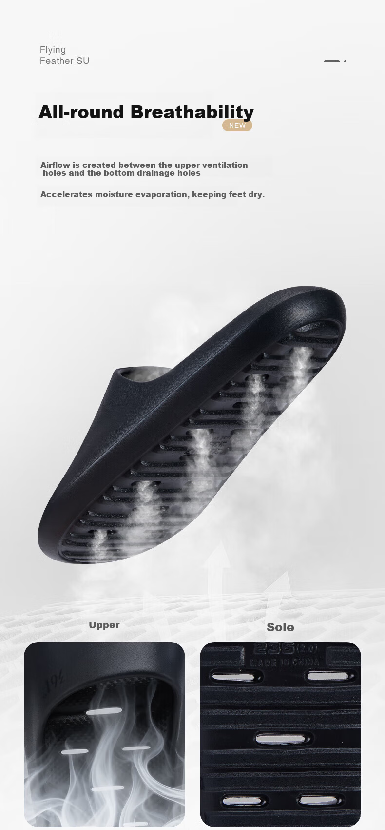 361° Feiyu SU Men's Bathroom Shower Non-Slip Water-Draining Indoor EVA Quick-Dry Soft Sole Slide Sandals 7