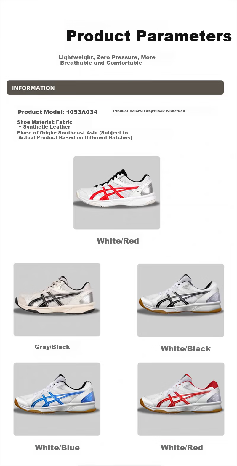 ASICS Table Tennis Badminton Indoor Shoes Unisex Zhulv 1053A034-103 Size 39 1