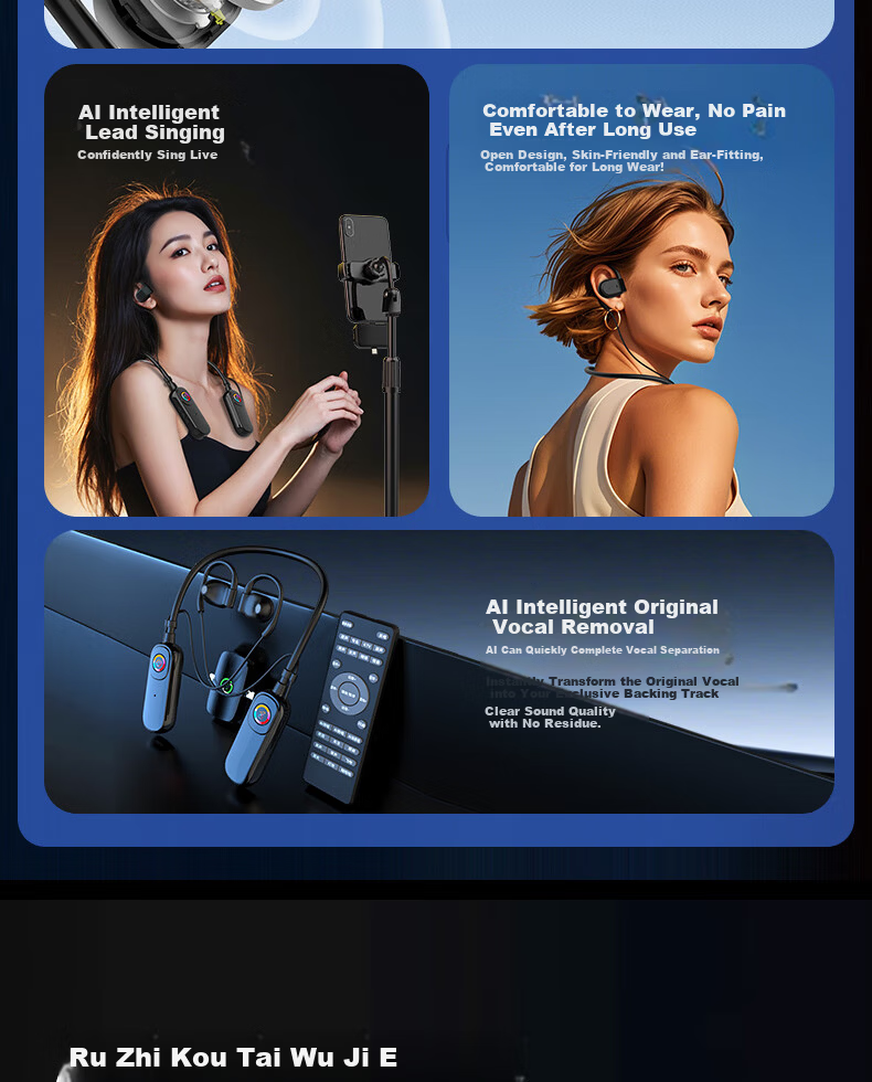 Cuckoo G20 Wireless Live Sound Card Set Headset Microphone Integrated Neckband Open Outdoor Internet Celebrity Singing Equipment Live Streaming 3