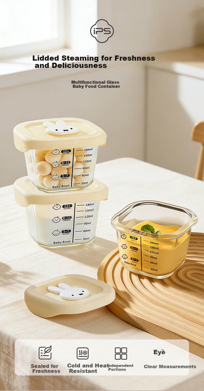 Baoshi Baby Food Storage Glass Box Steamable Freezer Safe Fresh-Keeping Cake Mold Baby Food Bowl Baking Tool 2