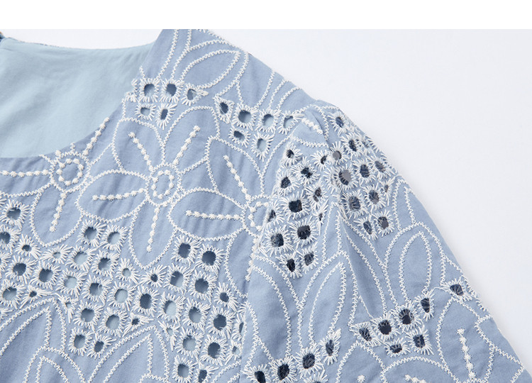 Demana [Clear Tencel] Summer Romantic Elegant Embroidered Loose Flared Patchwork Slimming Dress for Women Premium Feel 16