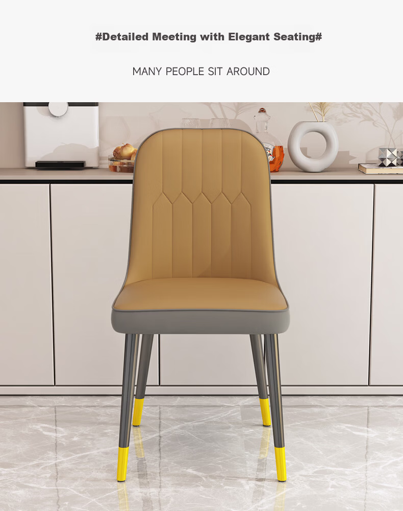 Fanshe Dining Chair with Backrest, Set of 4 Luxury Leather Dining Chairs for Home, Comfortable Long Sitting 5
