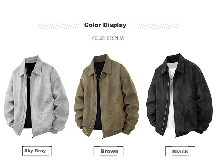 TUCANO Men's Spring Autumn Jacket Suede Loose Retro Workwear Casual Shirt Black L 3